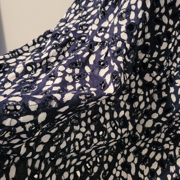 SimplyVera Vera Wang Women's XXL navy blue white tiered eyelet lace skirt cotton - Picture 4 of 12